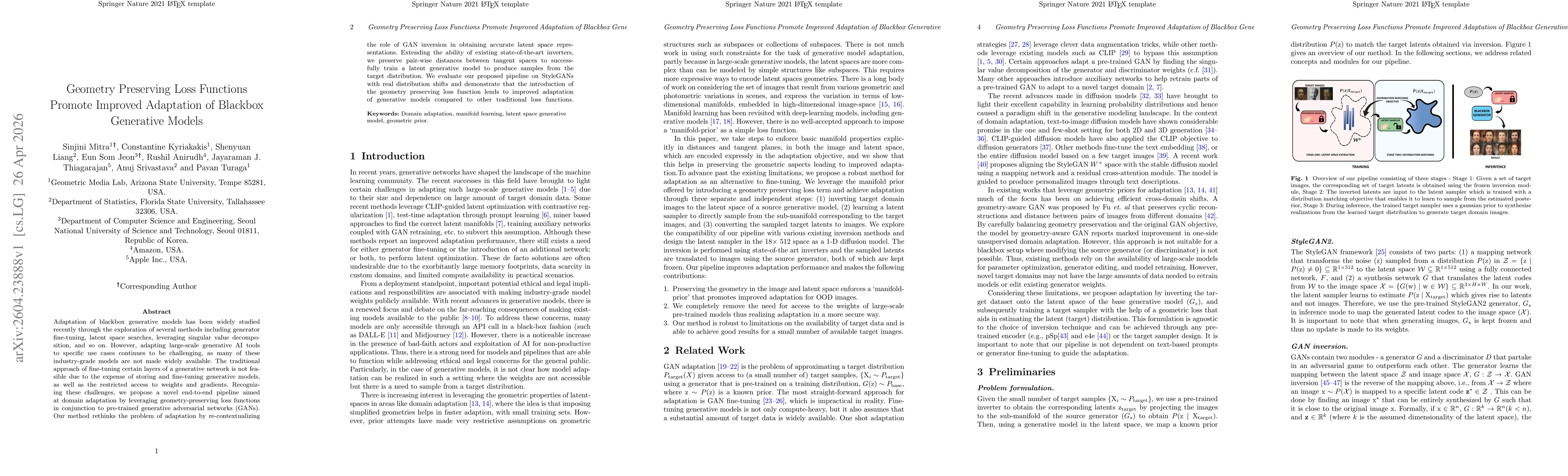 Thumbnail for Geometry Preserving Loss Functions Promote Improved Adaptation of Blackbox Generative Model