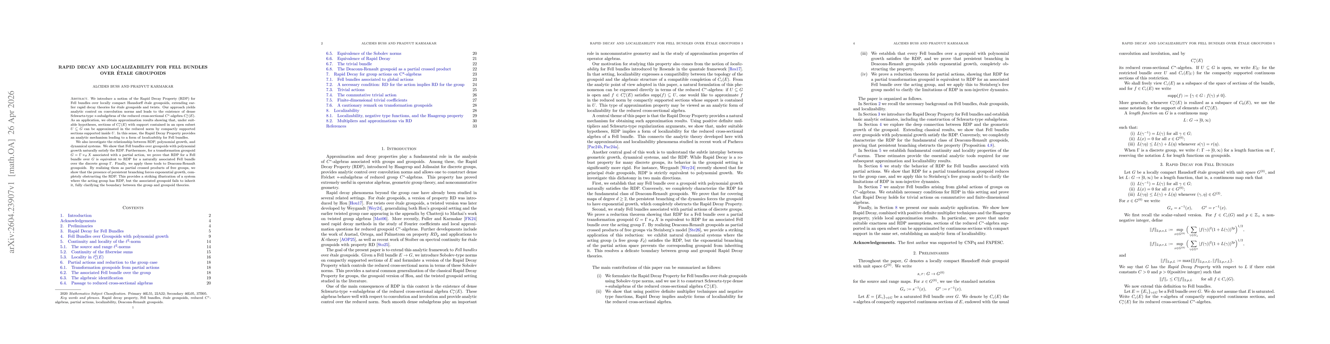 Thumbnail for Rapid decay and localizability for Fell bundles over etale Groupoids