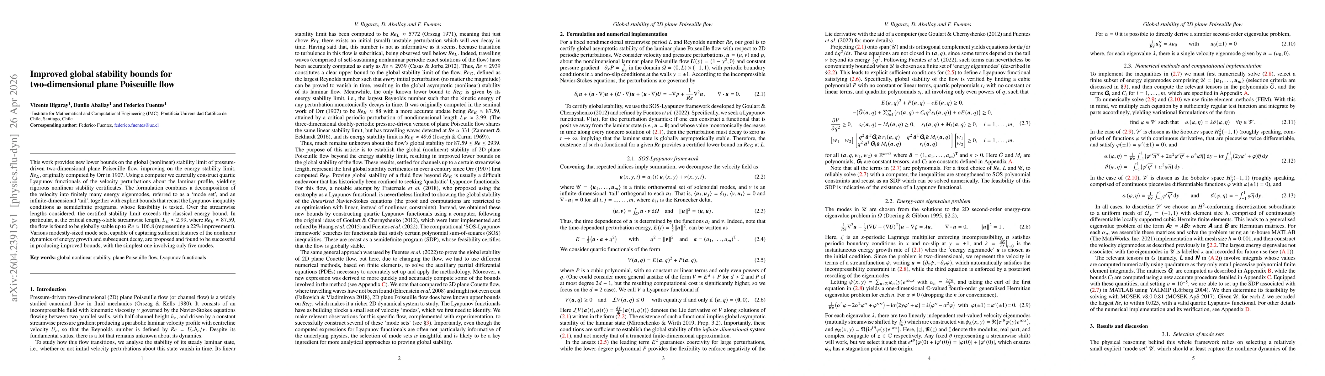 Thumbnail for Improved global stability bounds for two-dimensional plane Poiseuille flow