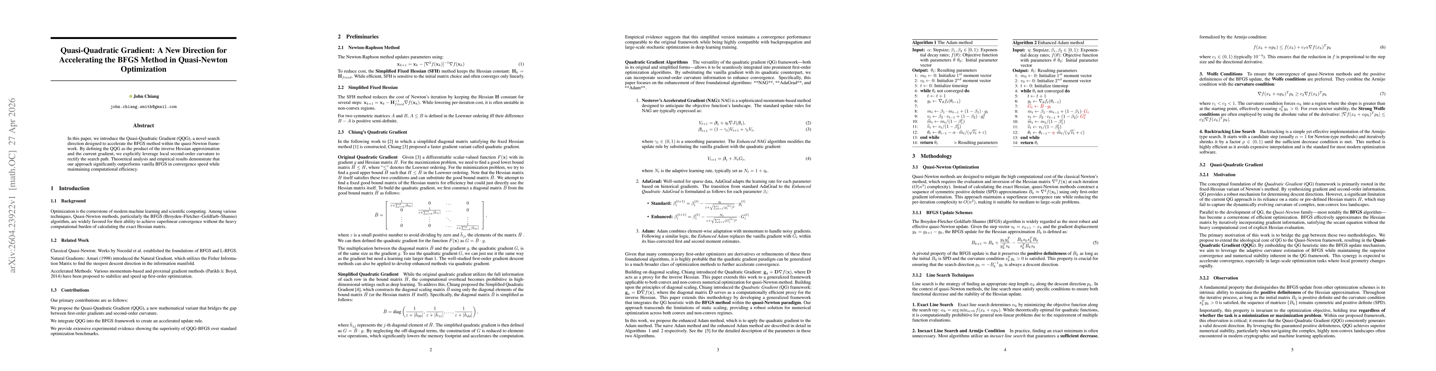 Thumbnail for Quasi-Quadratic Gradient: A New Direction for Accelerating the BFGS Method in Quasi-Newton Optimization