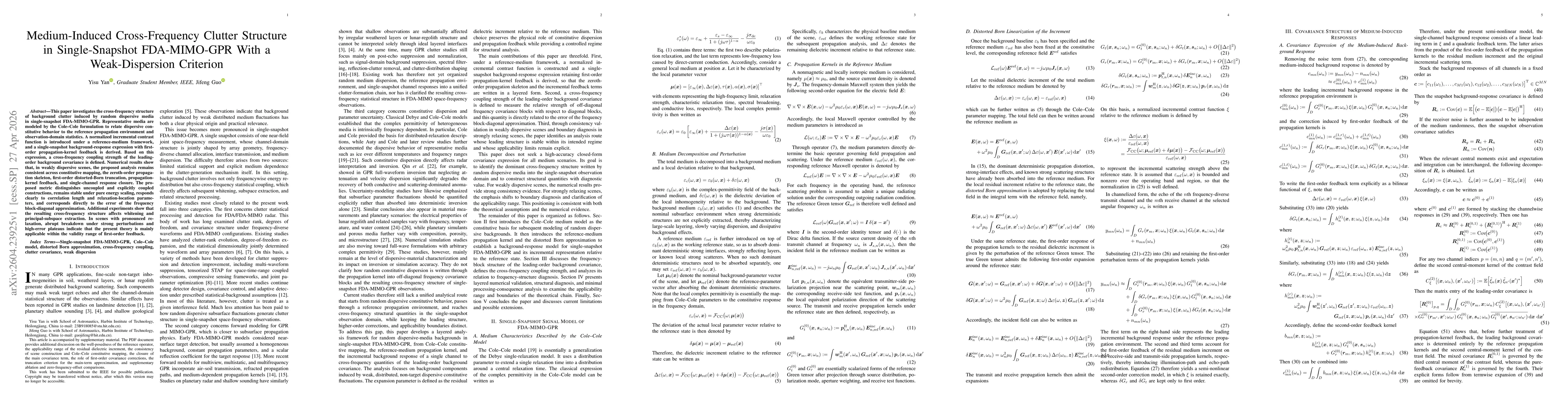Thumbnail for Medium-Induced Cross-Frequency Clutter Structure in Single-Snapshot FDA-MIMO-GPR With a Weak-Dispersion Criterion