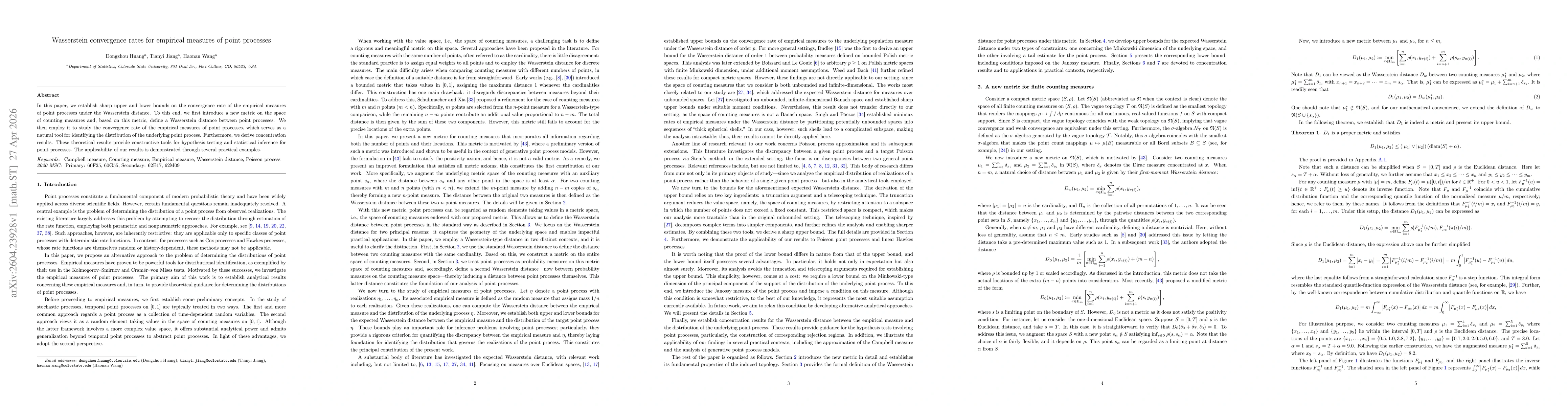 Thumbnail for Wasserstein convergence rates for empirical measures of point processes