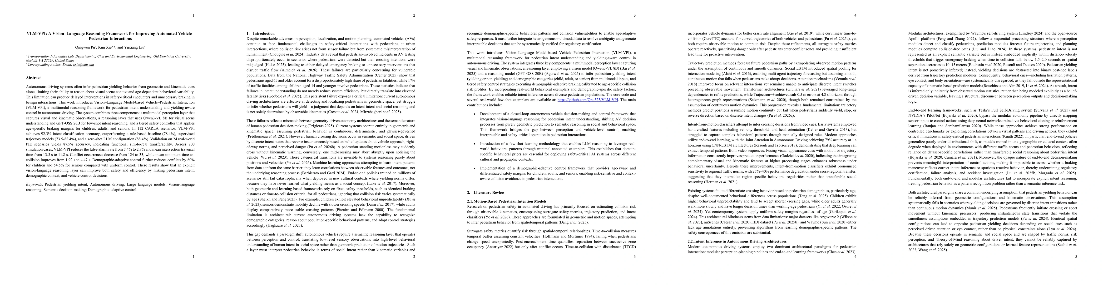 Thumbnail for VLM-VPI: A Vision-Language Reasoning Framework for Improving Automated Vehicle-Pedestrian Interactions