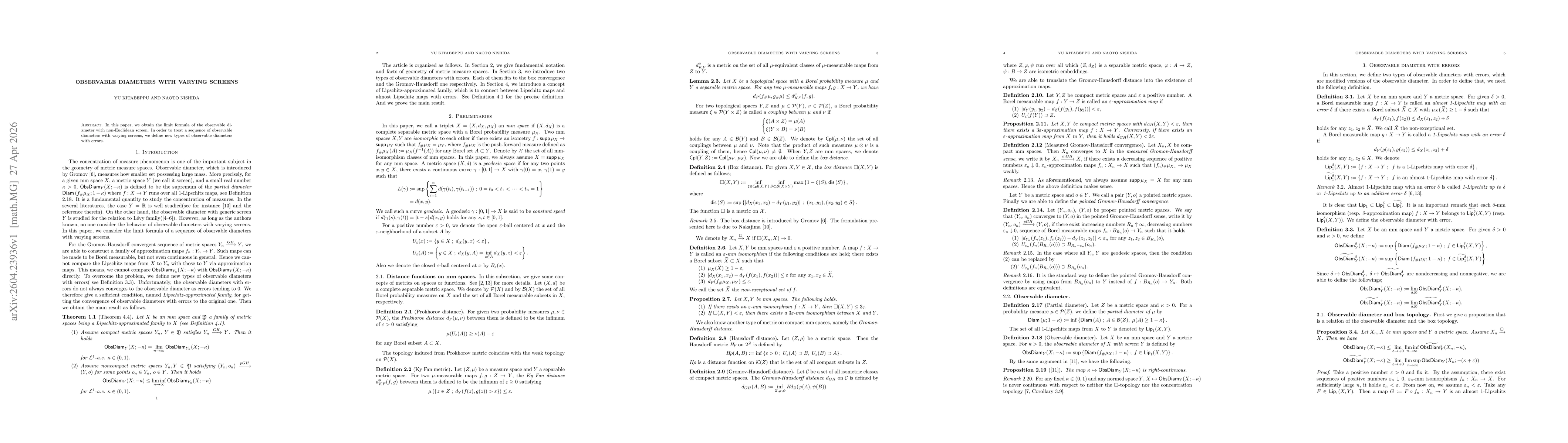 Thumbnail for Observable diameters with varying screens