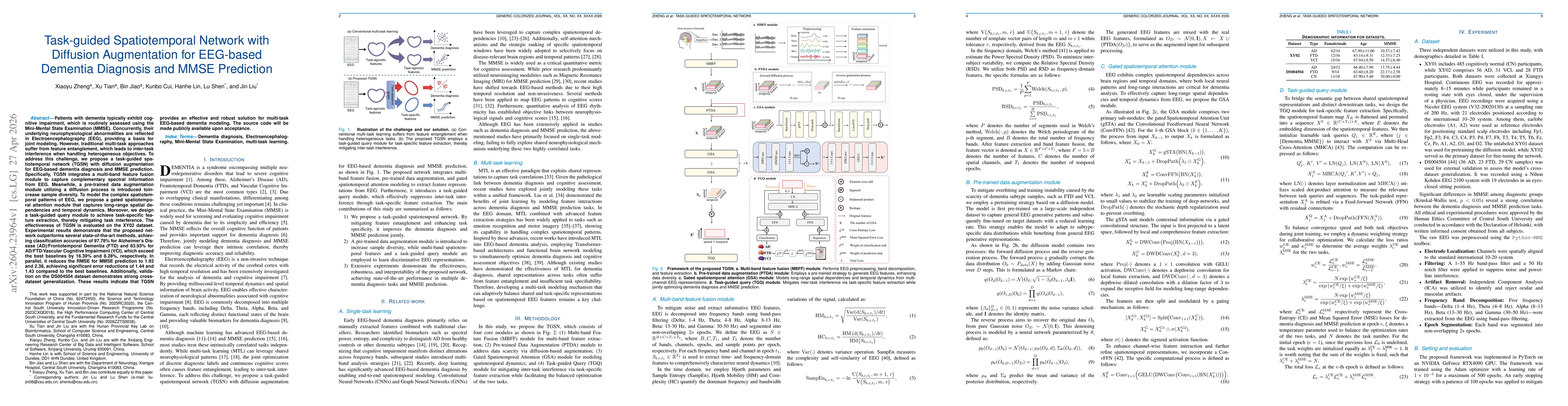 Thumbnail for Task-guided Spatiotemporal Network with Diffusion Augmentation for EEG-based Dementia Diagnosis and MMSE Prediction