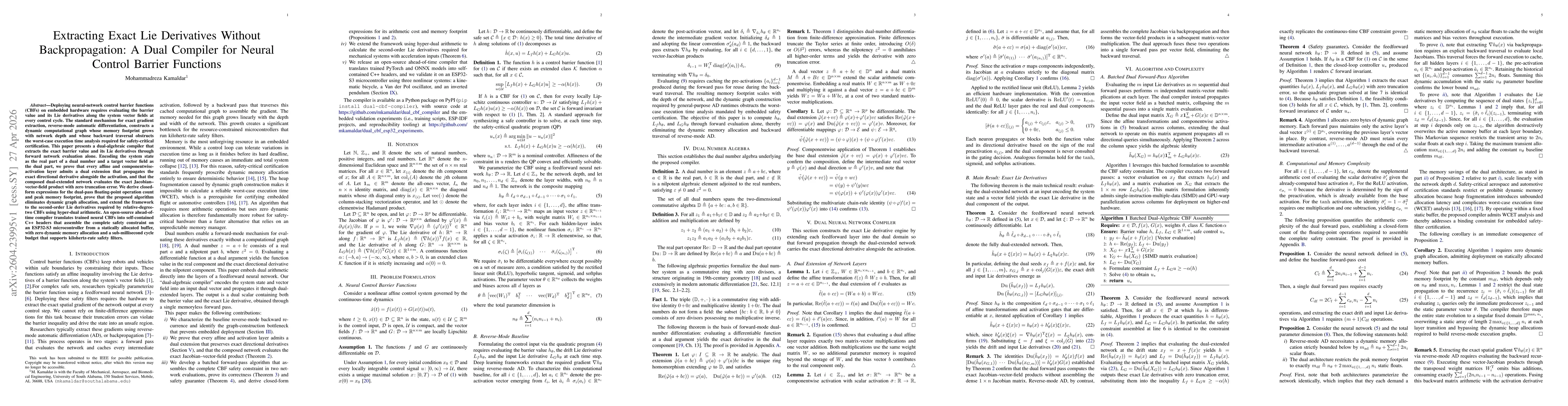 Thumbnail for Extracting Exact Lie Derivatives Without Backpropagation: A Dual Compiler for Neural Control Barrier Functions