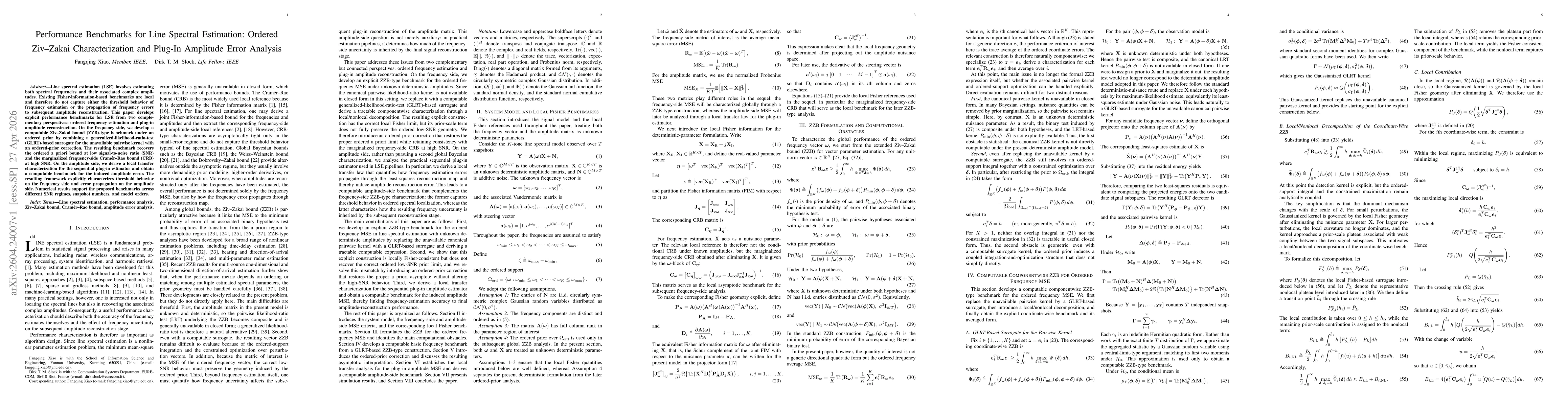 Thumbnail for Performance Benchmarks for Line Spectral Estimation: Ordered Ziv-Zakai Characterization and Plug-In Amplitude Error Analysis