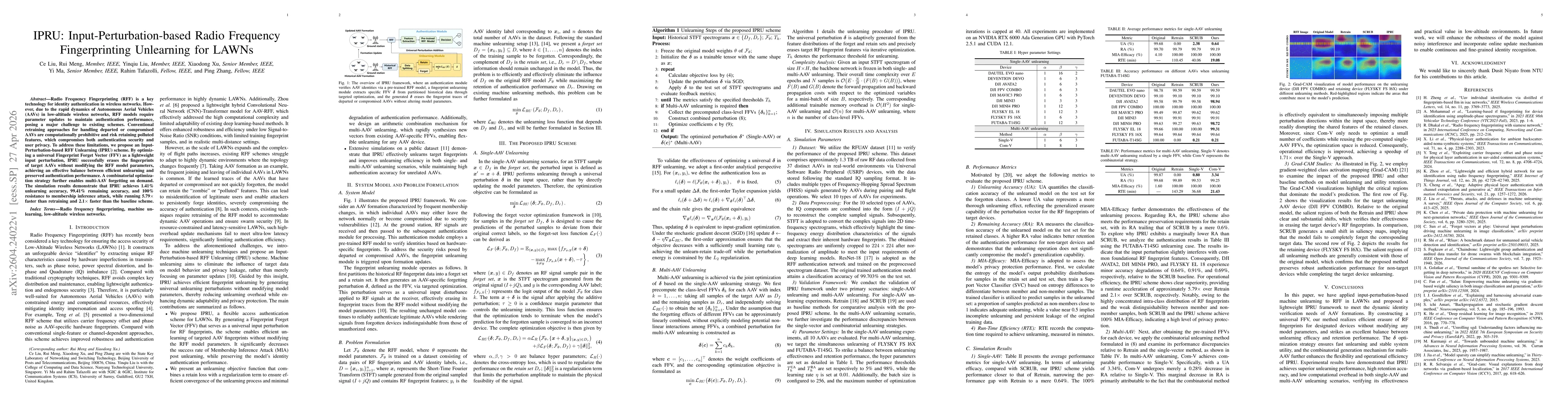 Thumbnail for IPRU: Input-Perturbation-based Radio Frequency Fingerprinting Unlearning for LAWNs