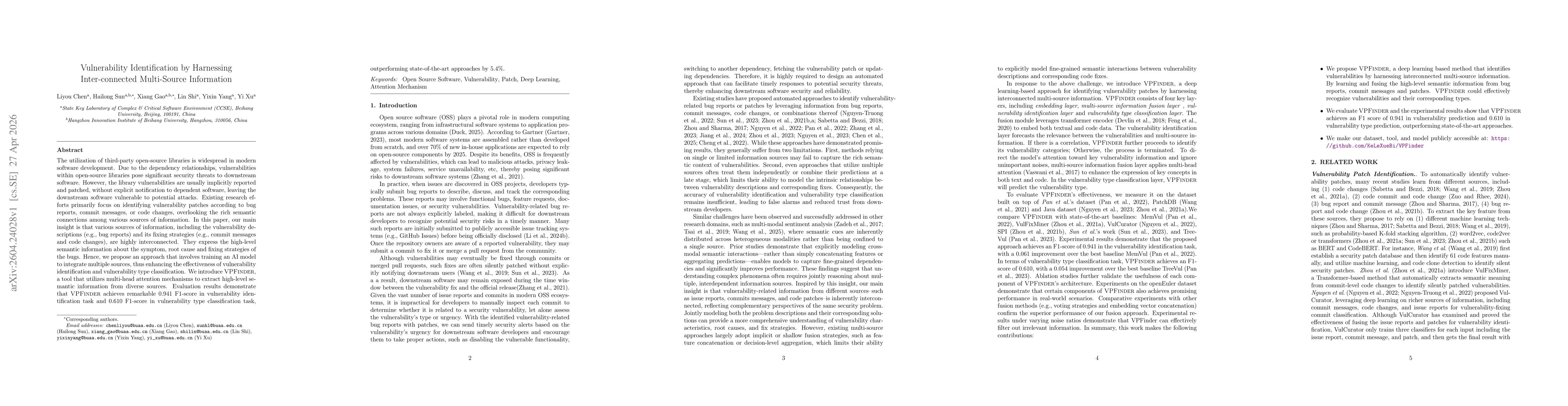 Thumbnail for Vulnerability Identification by Harnessing Inter-connected Multi-Source Information