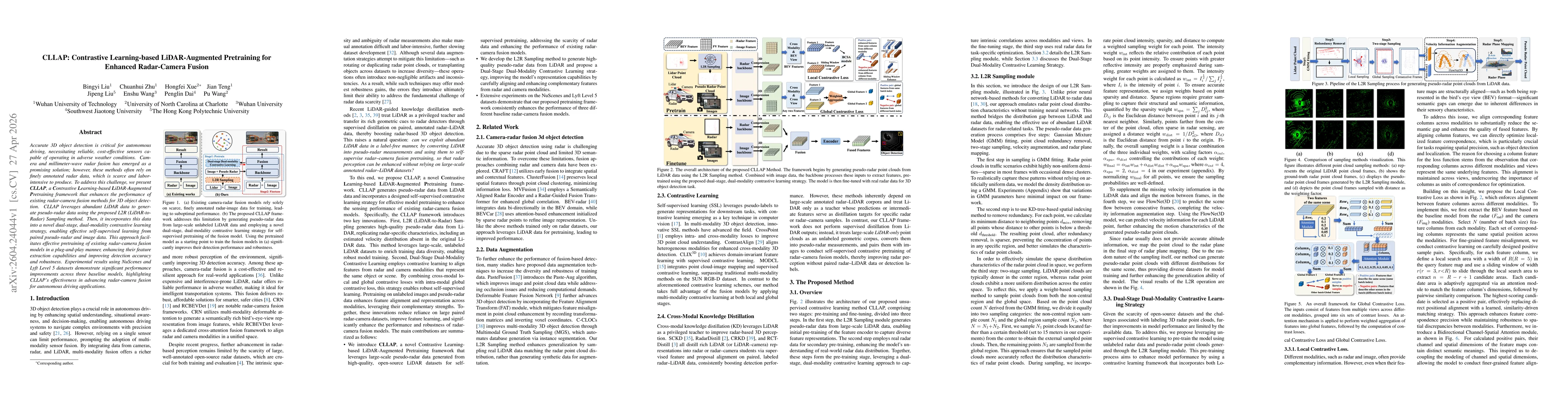 Thumbnail for CLLAP: Contrastive Learning-based LiDAR-Augmented Pretraining for Enhanced Radar-Camera Fusion