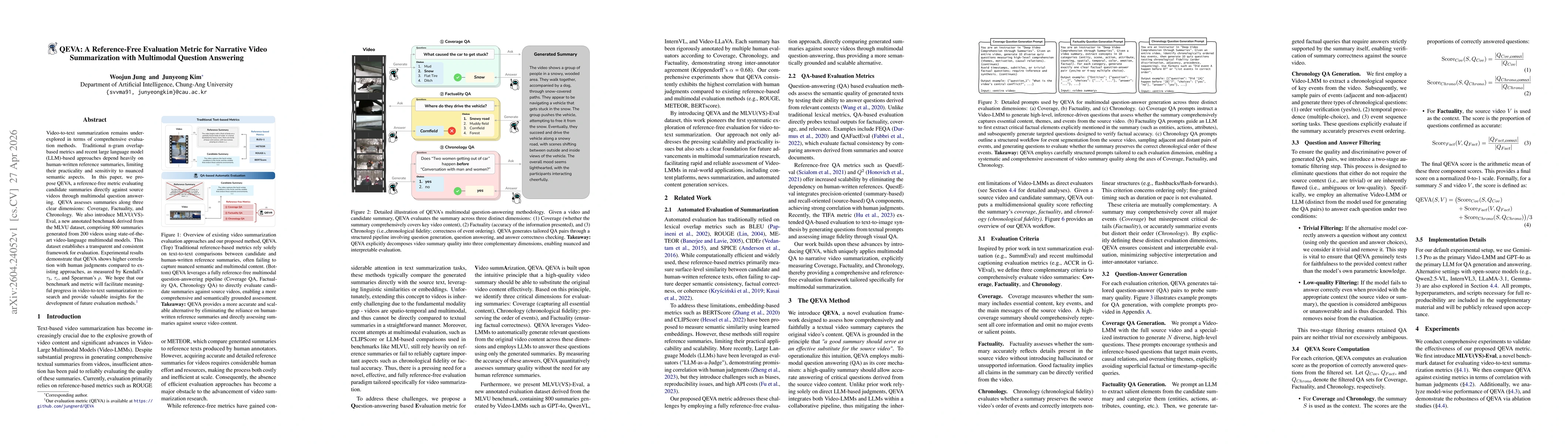 Thumbnail for QEVA: A Reference-Free Evaluation Metric for Narrative Video Summarization with Multimodal Question Answering