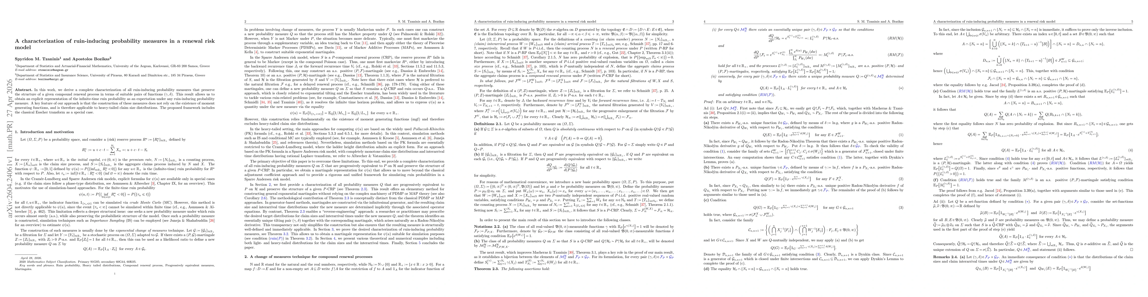 Thumbnail for A characterization of ruin-inducing probability measures in a renewal risk model