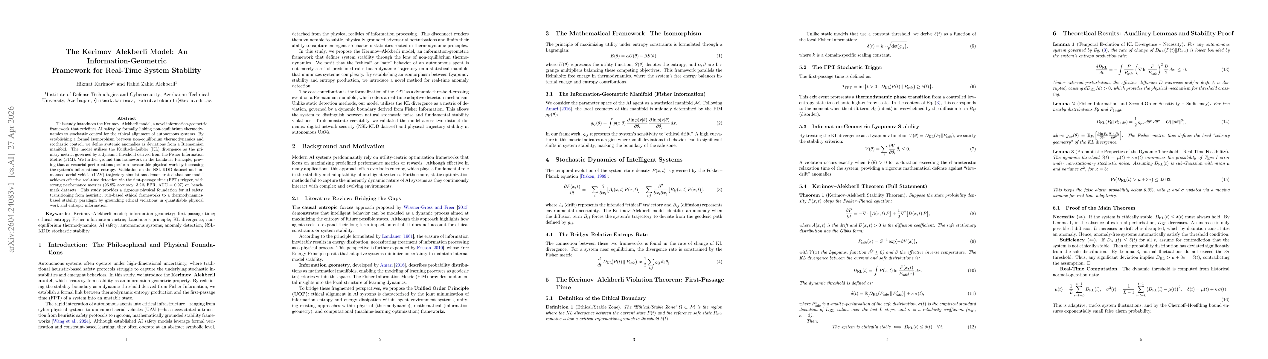 Thumbnail for The Kerimov-Alekberli Model: An Information-Geometric Framework for Real-Time System Stability