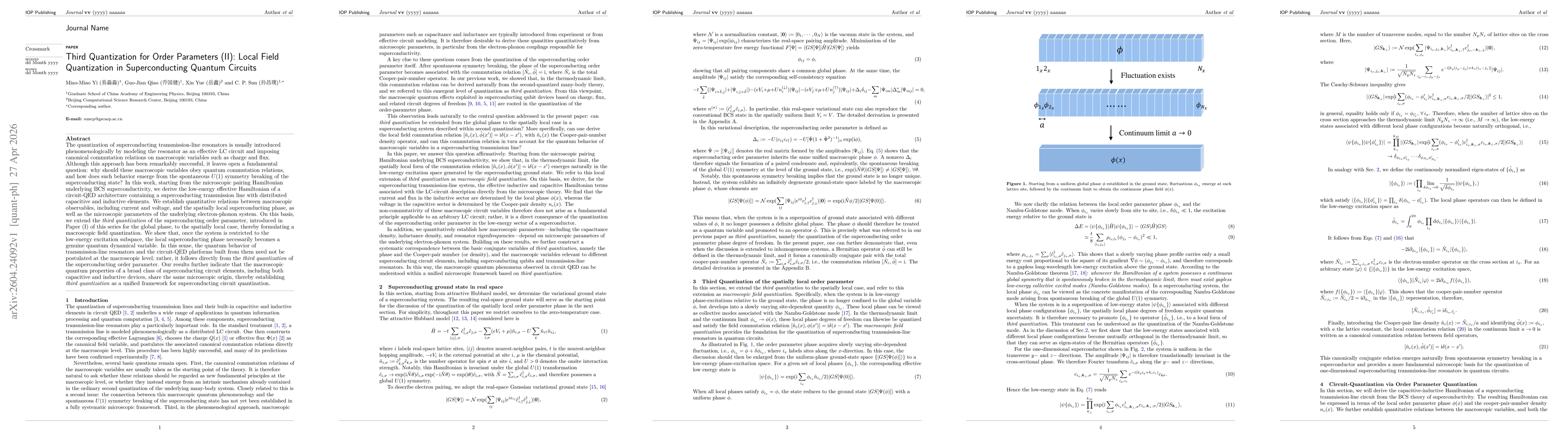 Thumbnail for Third Quantization for Order Parameters (II): Local Field Quantization in Superconducting Quantum Circuits