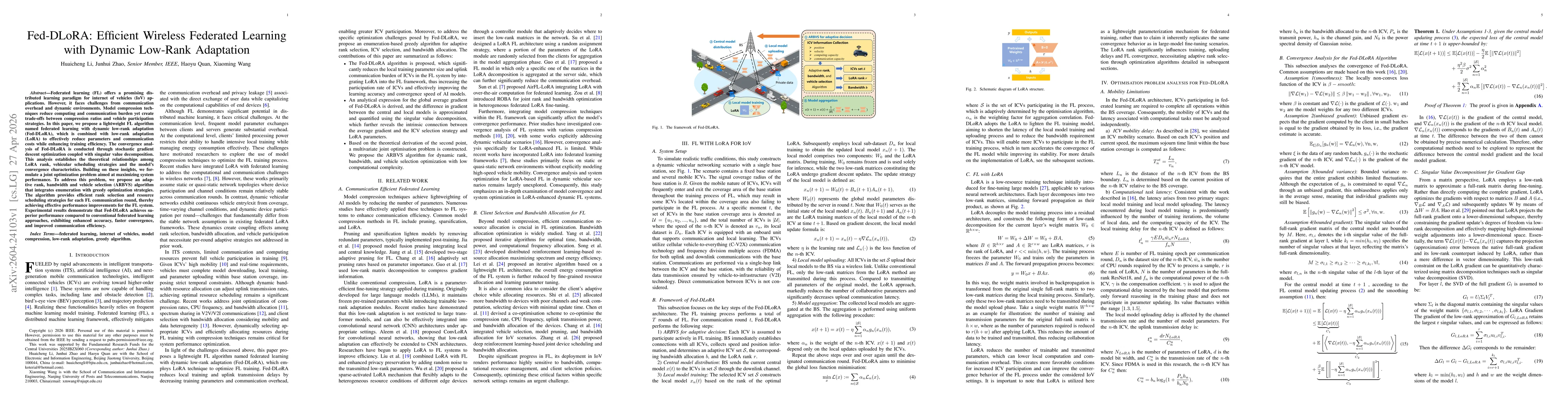 Thumbnail for Fed-DLoRA: Efficient Wireless Federated Learning with Dynamic Low-Rank Adaptation