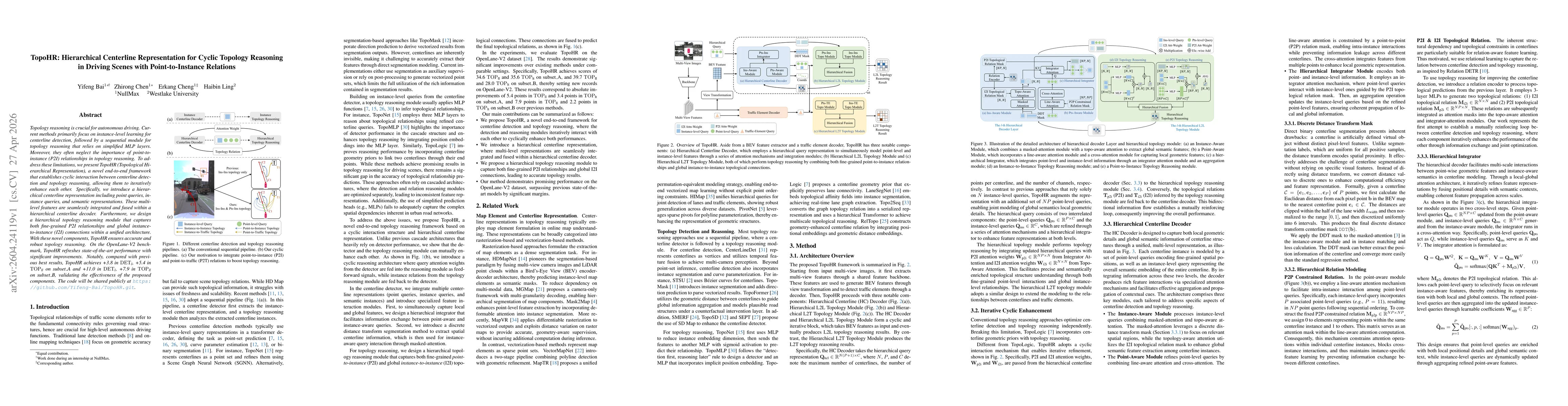 Thumbnail for TopoHR: Hierarchical Centerline Representation for Cyclic Topology Reasoning in Driving Scenes with Point-to-Instance Relations