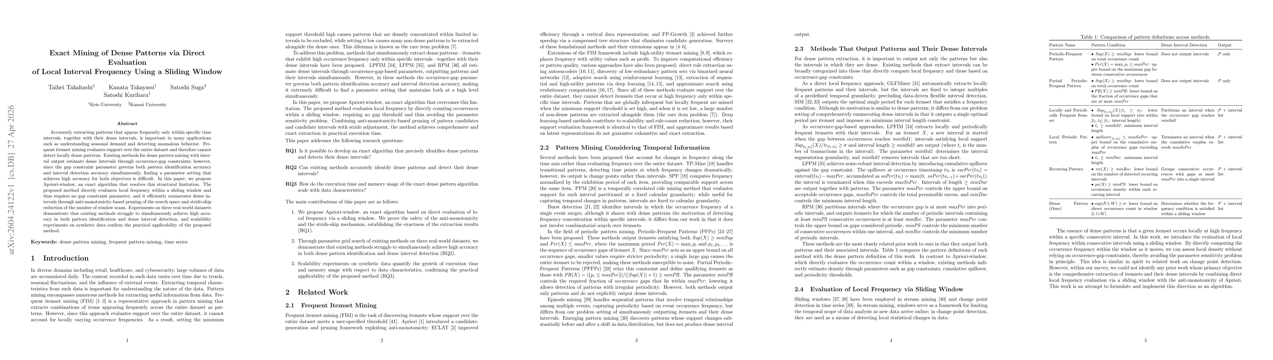 Thumbnail for Exact Mining of Dense Patterns via Direct Evaluation of Local Interval Frequency Using a Sliding Window