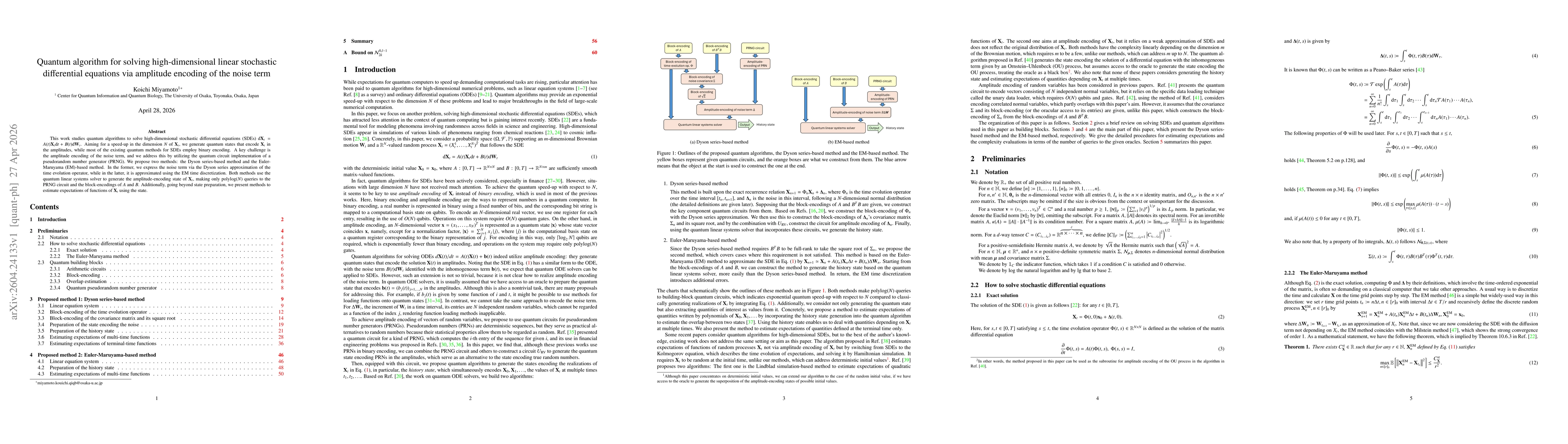 Thumbnail for Quantum algorithm for solving high-dimensional linear stochastic differential equations via amplitude encoding of the noise term