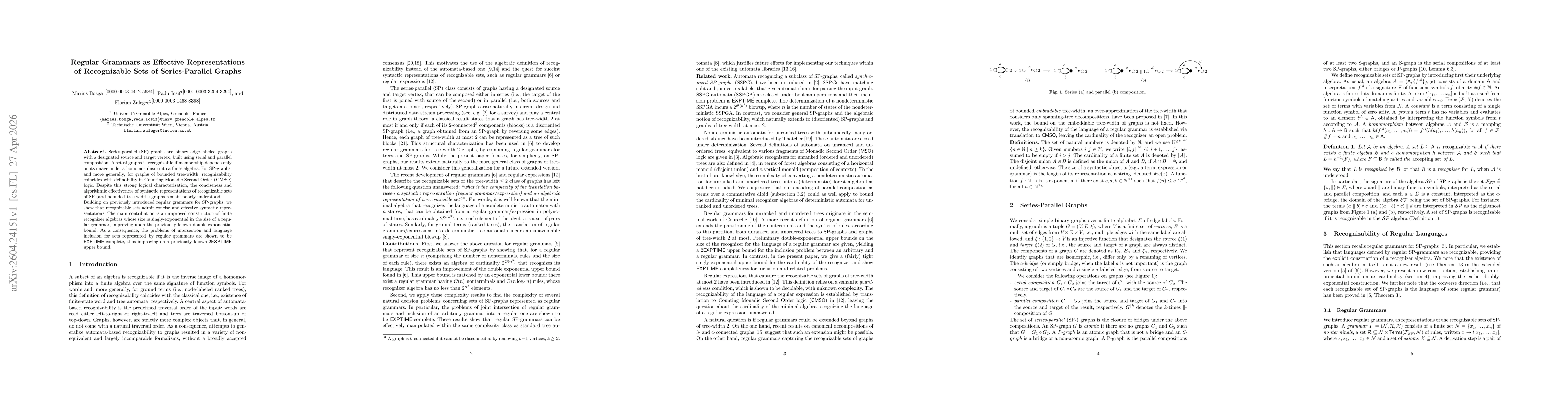 Thumbnail for Regular Grammars as Effective Representations of Recognizable Sets of Series-Parallel Graphs