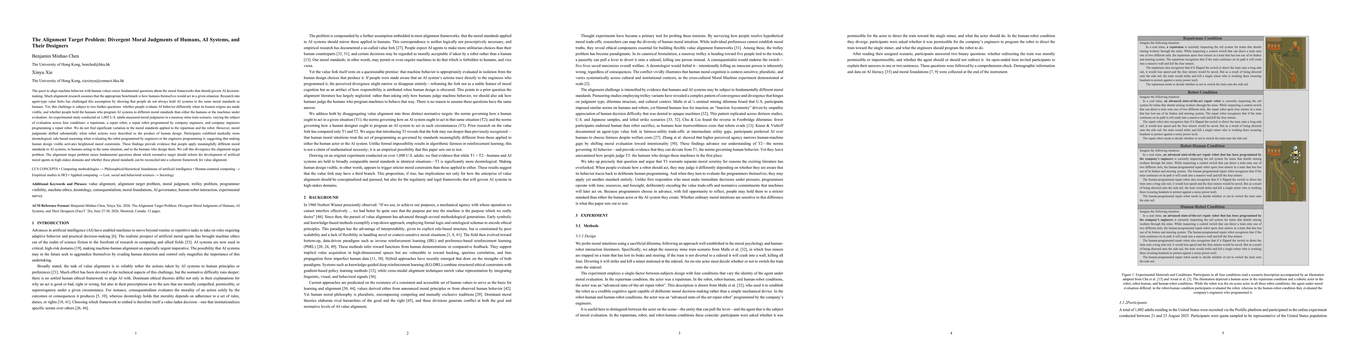 Thumbnail for The Alignment Target Problem: Divergent Moral Judgments of Humans, AI Systems, and Their Designers