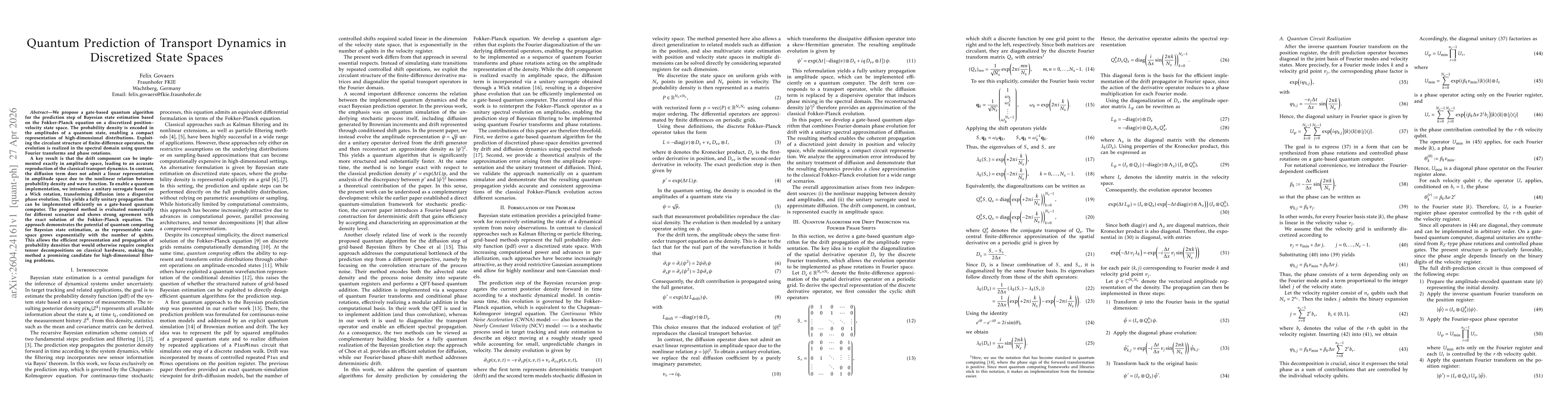 Thumbnail for Quantum Prediction of Transport Dynamics in Discretized State Spaces