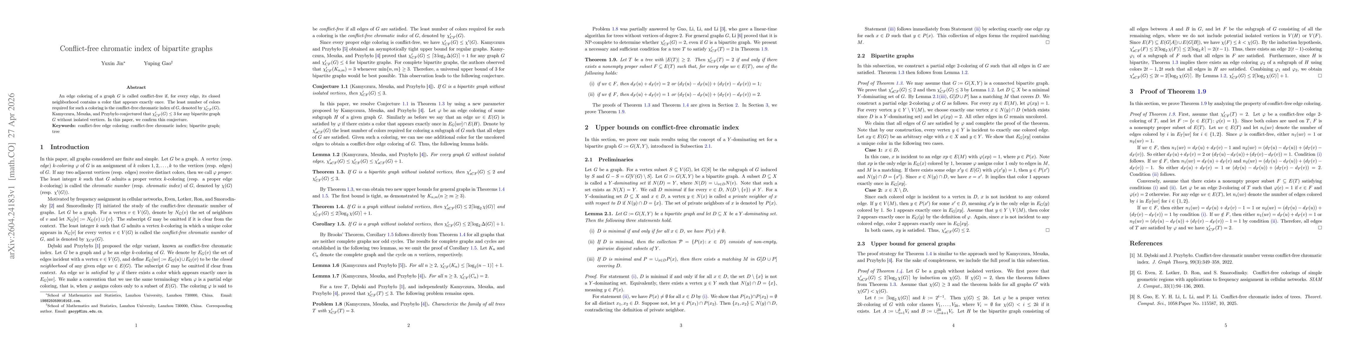 Thumbnail for Conflict-free chromatic index of bipartite graphs