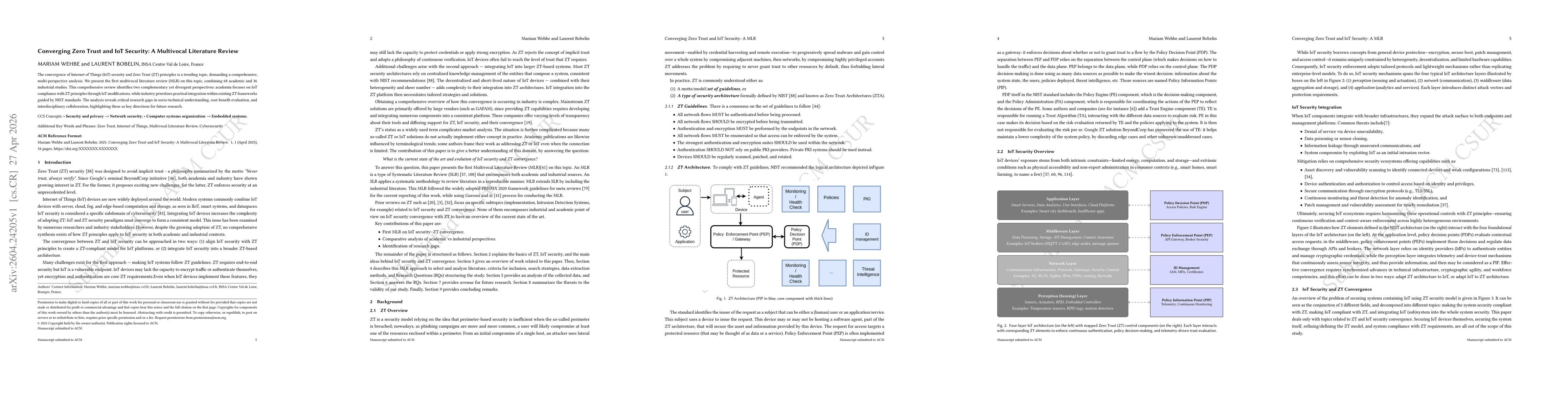 Thumbnail for Converging Zero Trust and IoT Security: A Multivocal Literature Review