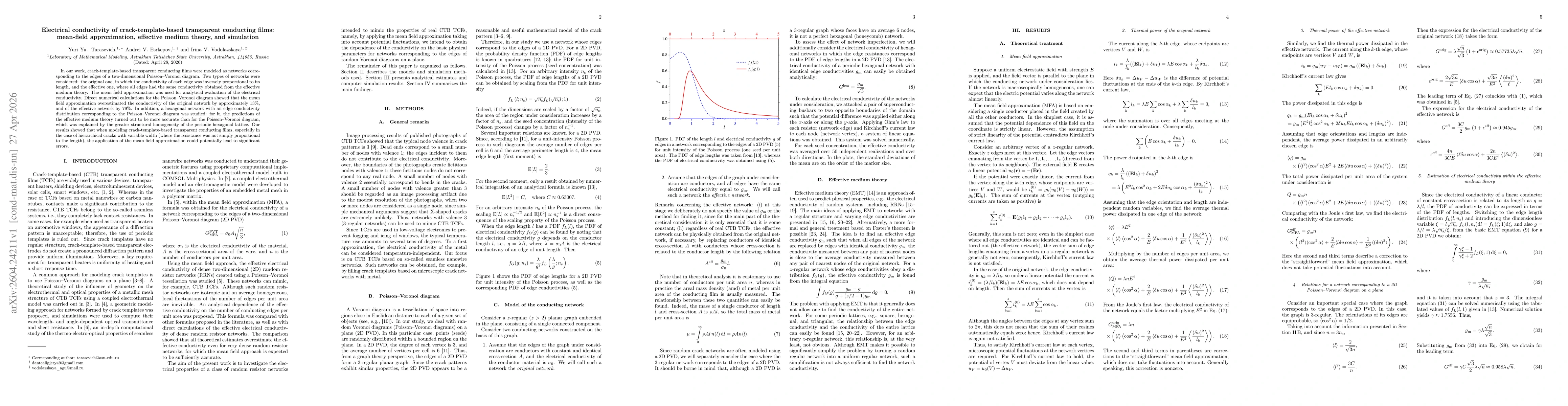 Thumbnail for Electrical conductivity of crack-template-based transparent conducting films: mean-field approximation, effective medium theory, and simulation