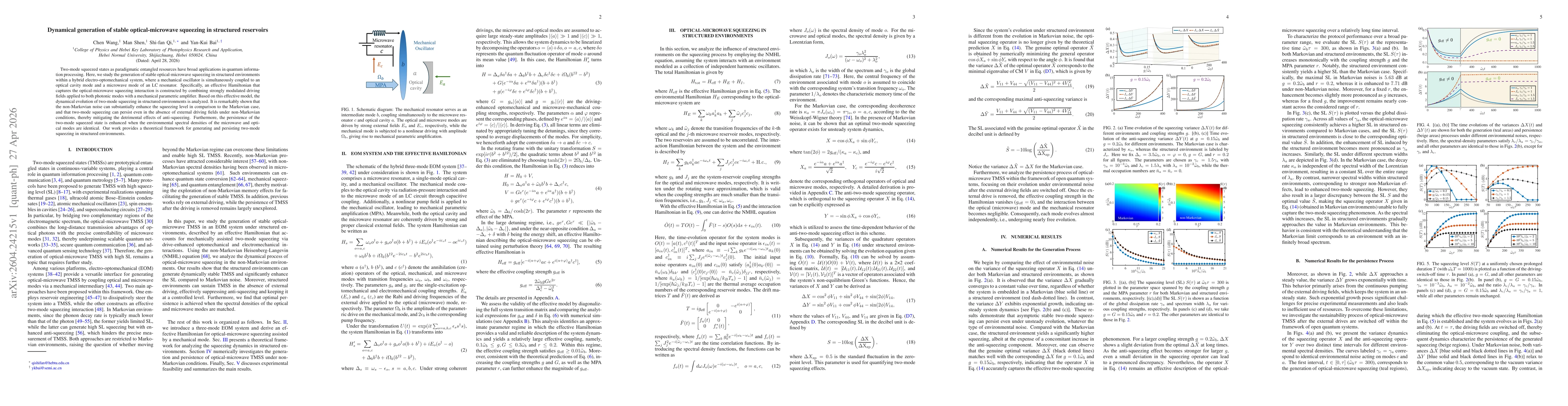 Thumbnail for Dynamical generation of stable optical-microwave squeezing in structured reservoirs