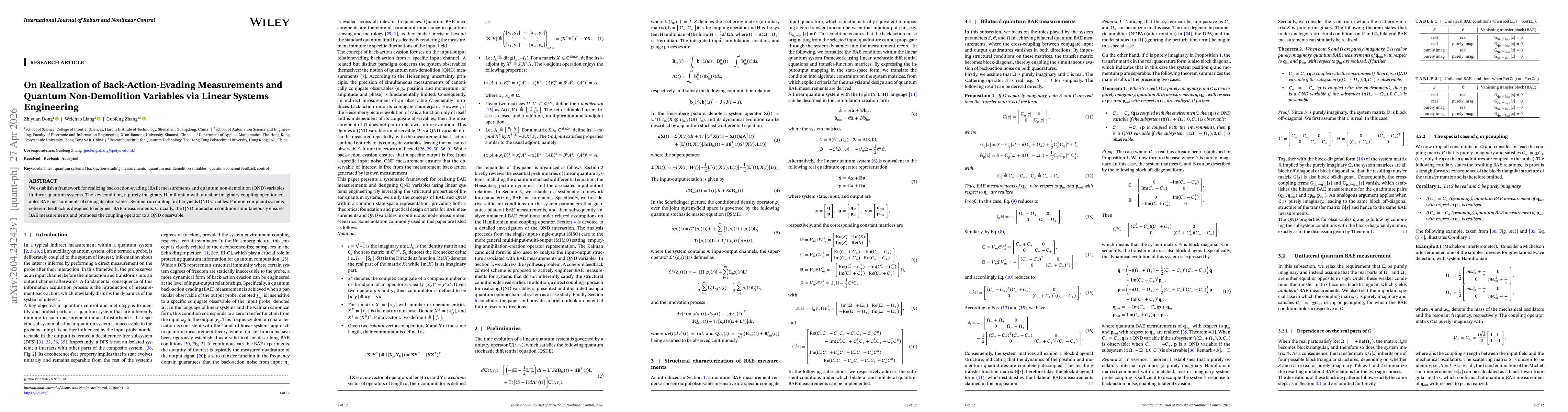 Thumbnail for On Realization of Back-Action-Evading Measurements and Quantum Non-Demolition Variables via Linear Systems Engineering