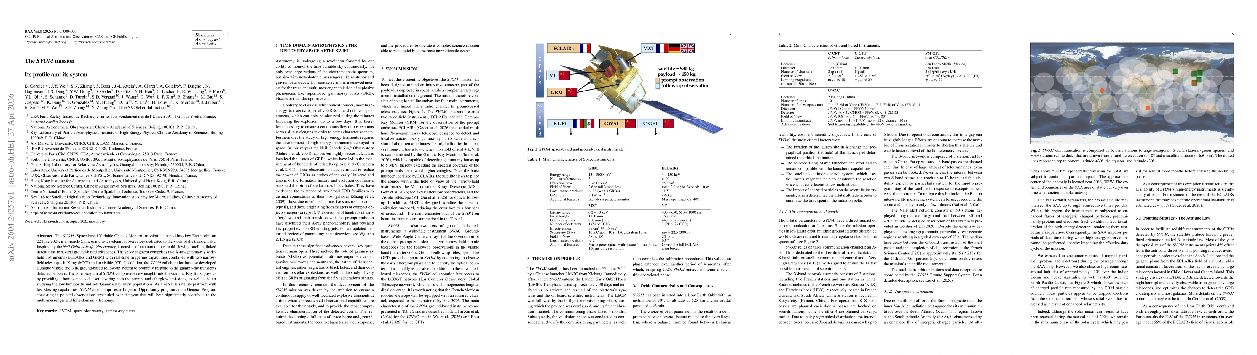 Thumbnail for The SVOM mission, its profile and its system