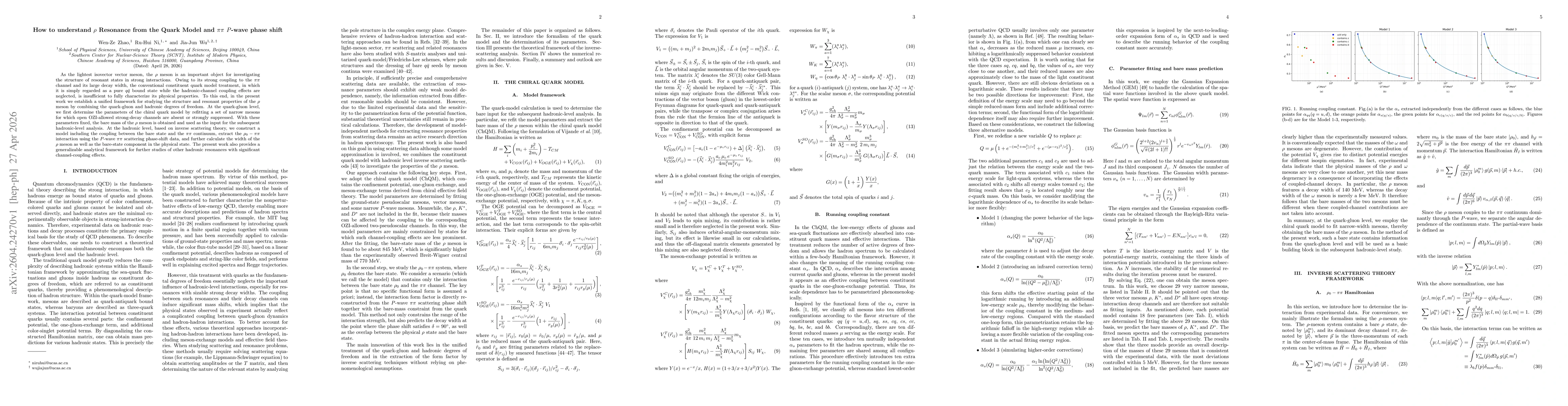 Thumbnail for How to understand $ρ$ Resonance from the Quark Model and $ππ$ $P$-wave phase shift