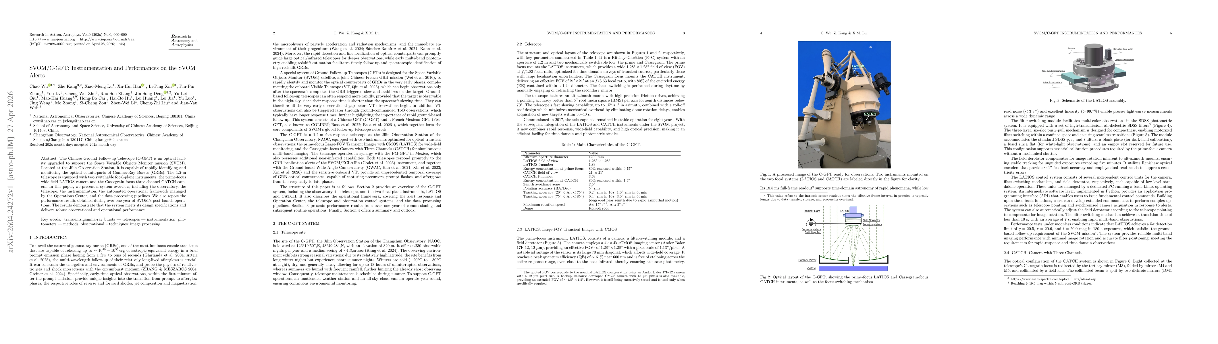 Thumbnail for SVOM/C-GFT: Instrumentation and Performances on the SVOM Alerts
