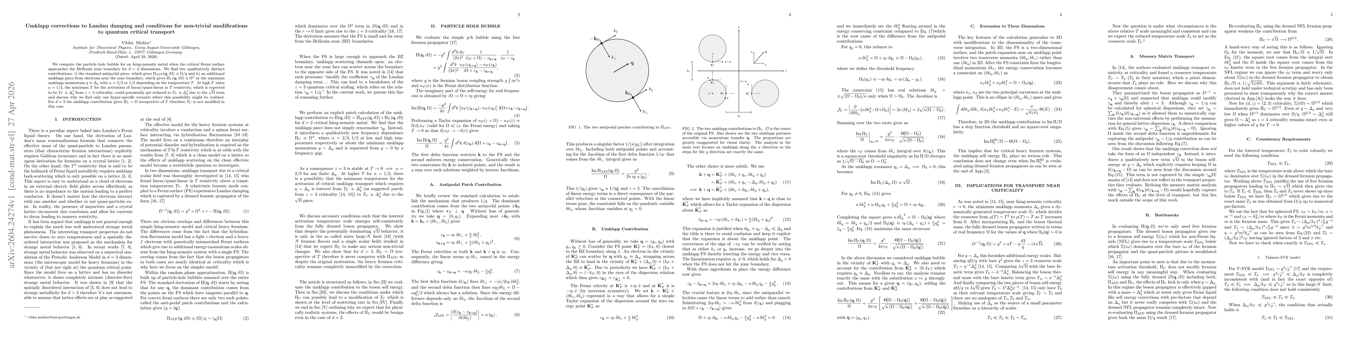 Thumbnail for Umklapp corrections to Landau damping and conditions for non-trivial modifications to quantum critical transport