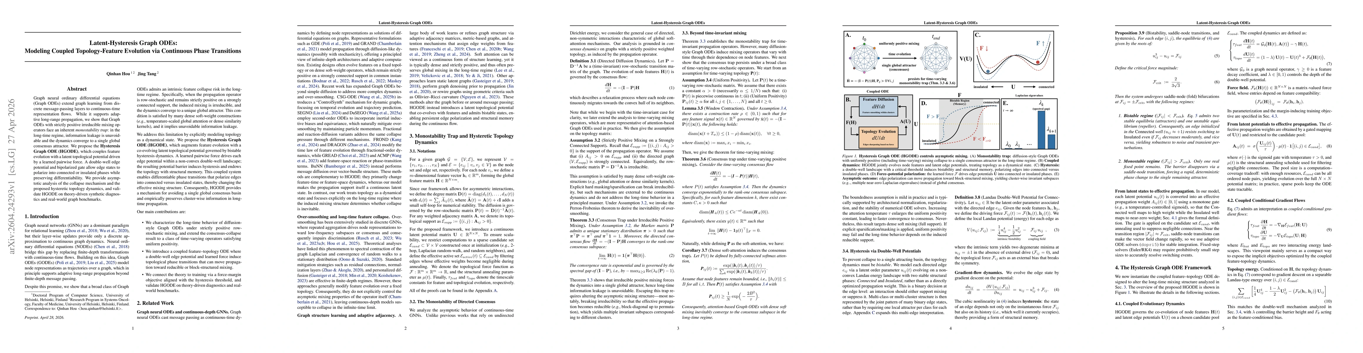 Thumbnail for Latent-Hysteresis Graph ODEs: Modeling Coupled Topology-Feature Evolution via Continuous Phase Transitions