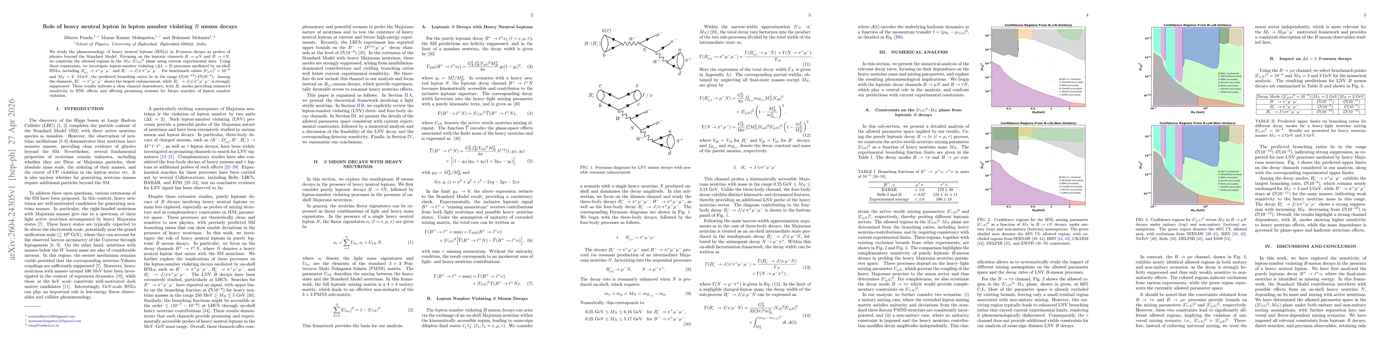 Thumbnail for Role of heavy neutral lepton in lepton number violating $B$ meson decays