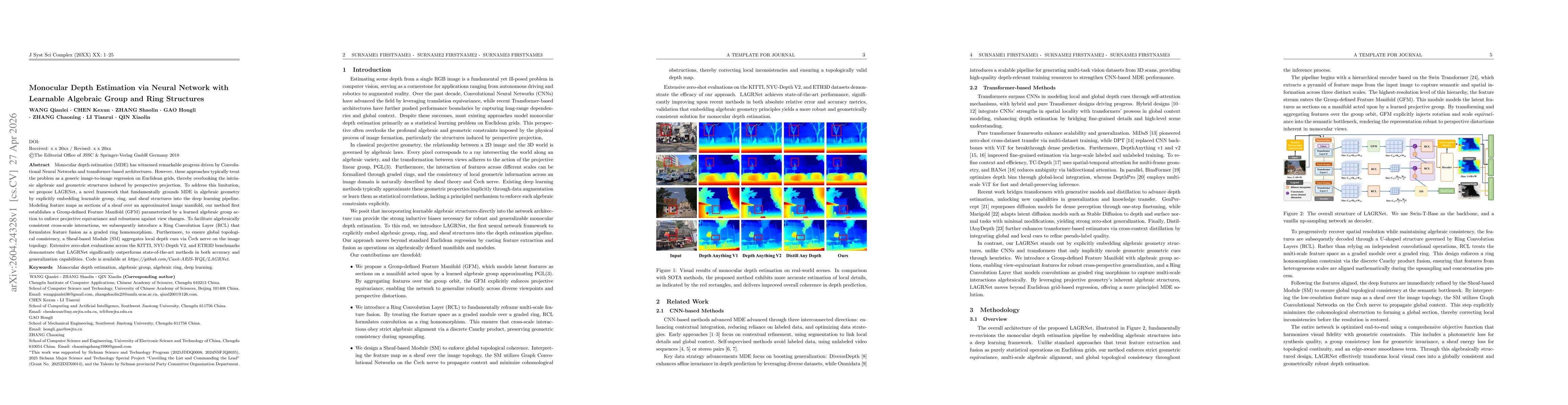 Thumbnail for Monocular Depth Estimation via Neural Network with Learnable Algebraic Group and Ring Structures