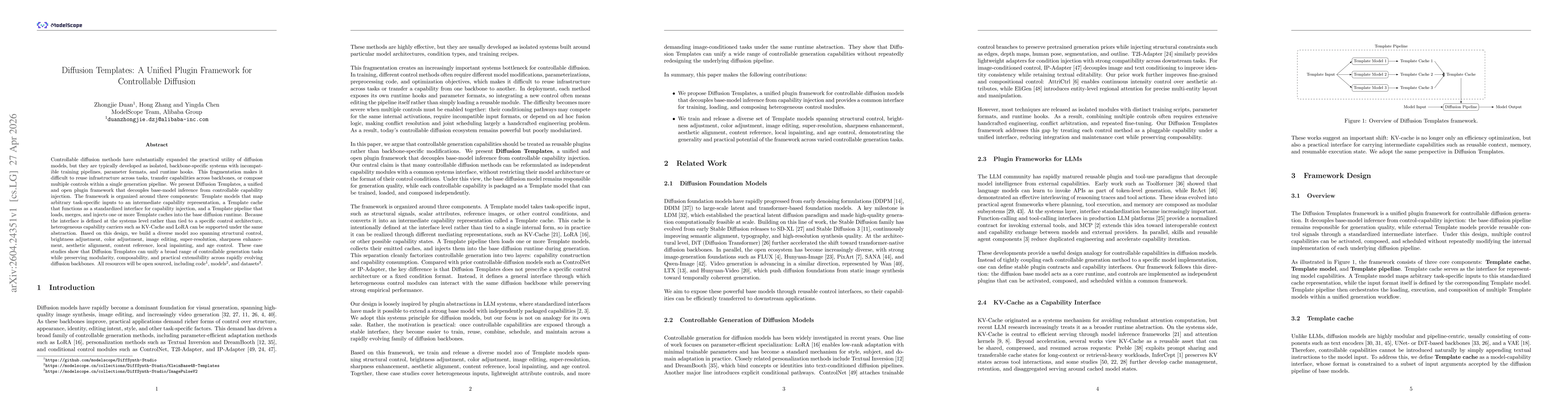 Thumbnail for Diffusion Templates: A Unified Plugin Framework for Controllable Diffusion