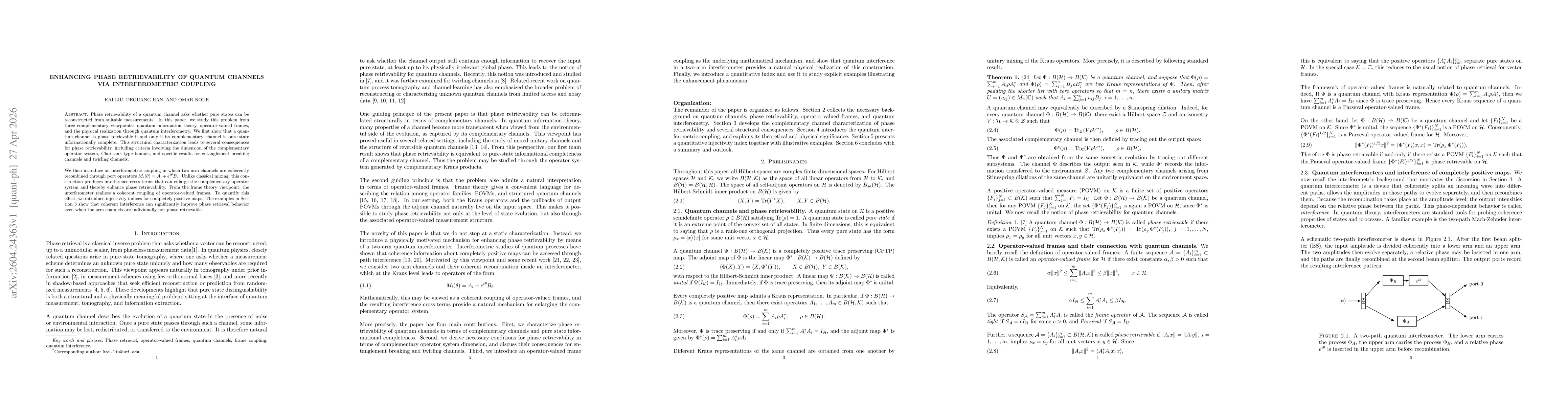 Thumbnail for Enhancing Phase Retrievability of Quantum Channels via Interferometric Coupling
