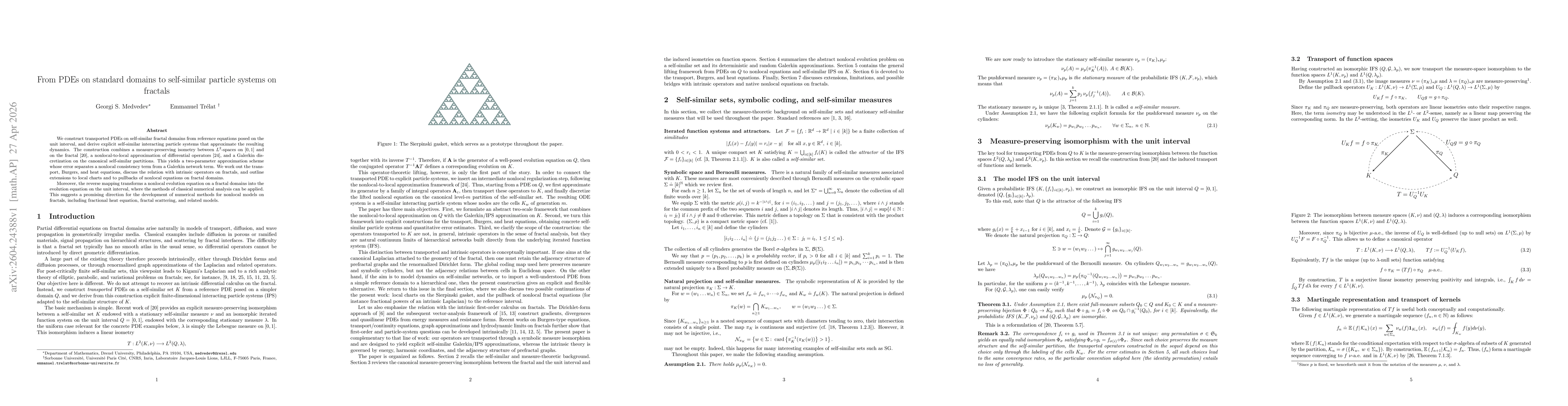 Thumbnail for From PDEs on standard domains to self-similar particle systems on fractals