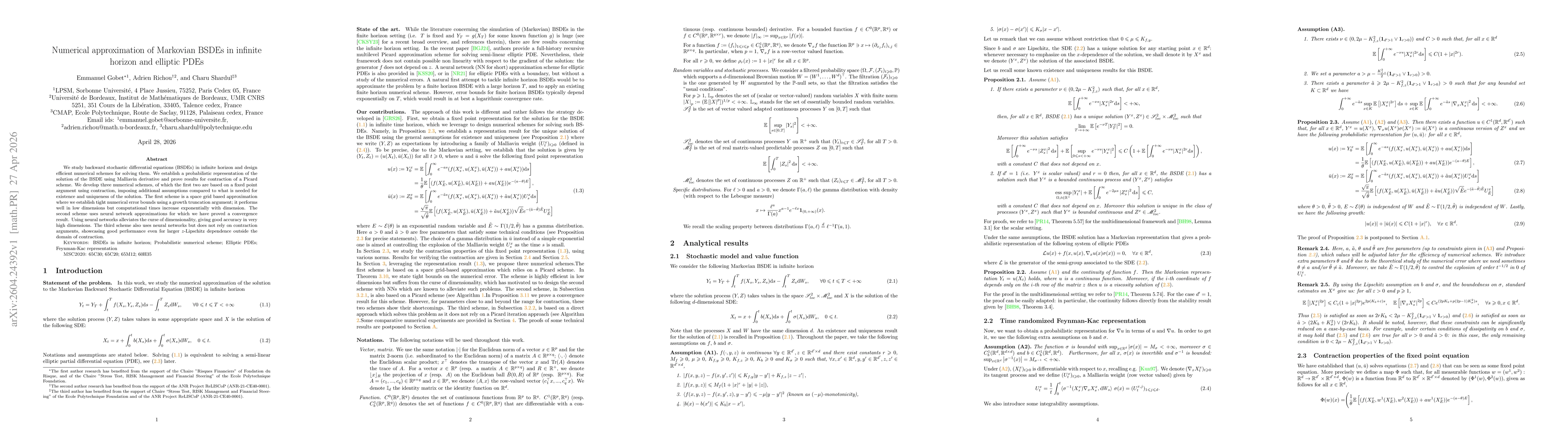 Thumbnail for Numerical approximation of Markovian BSDEs in infinite horizon and elliptic PDEs