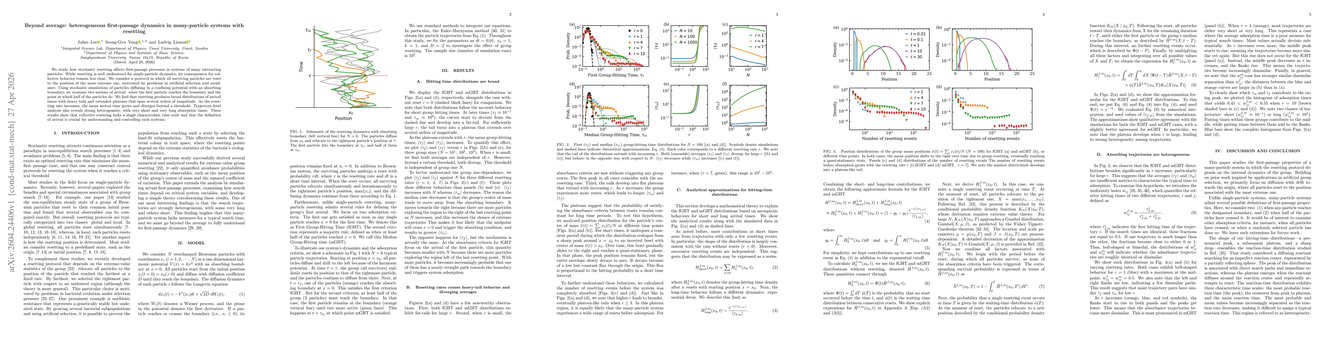 Thumbnail for Beyond average: heterogeneous first-passage dynamics in many-particle systems with resetting
