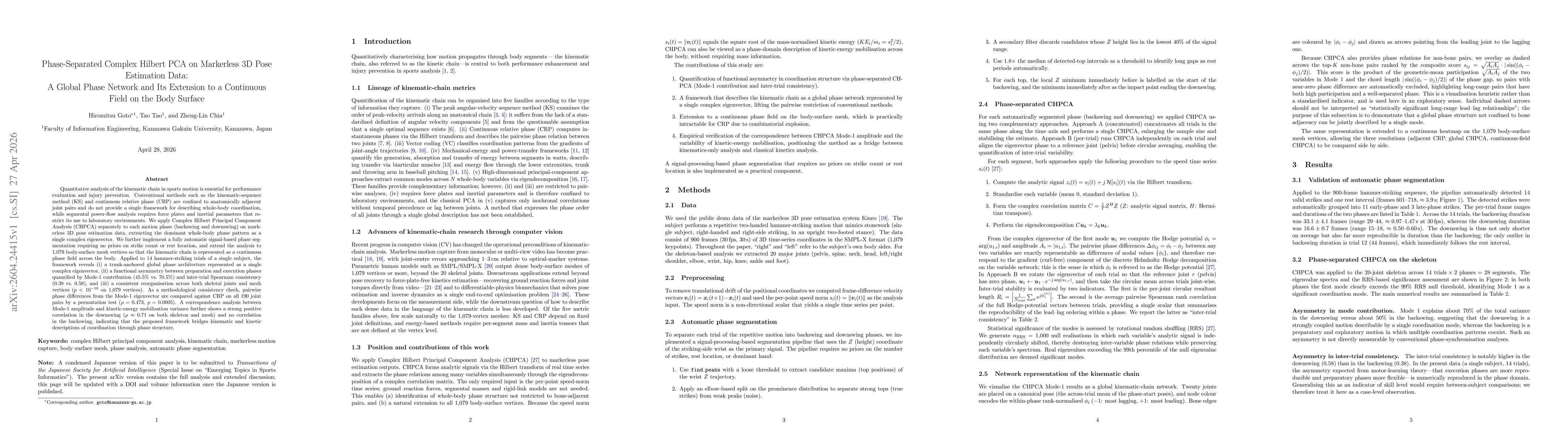 Thumbnail for Phase-Separated Complex Hilbert PCA on Markerless 3D Pose Estimation Data: A Global Phase Network and Its Extension to a Continuous Field on the Body Surface