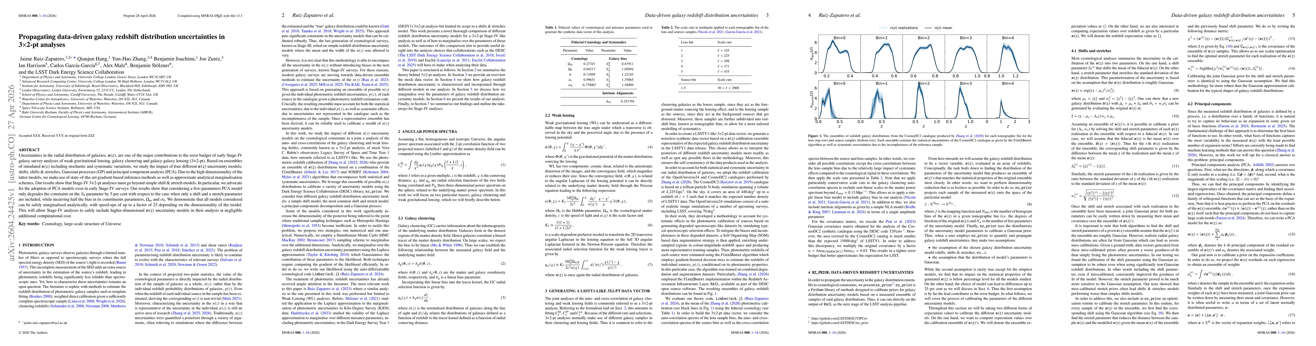 Thumbnail for Propagating data-driven galaxy redshift distribution uncertainties in 3$\times$2-pt analyses