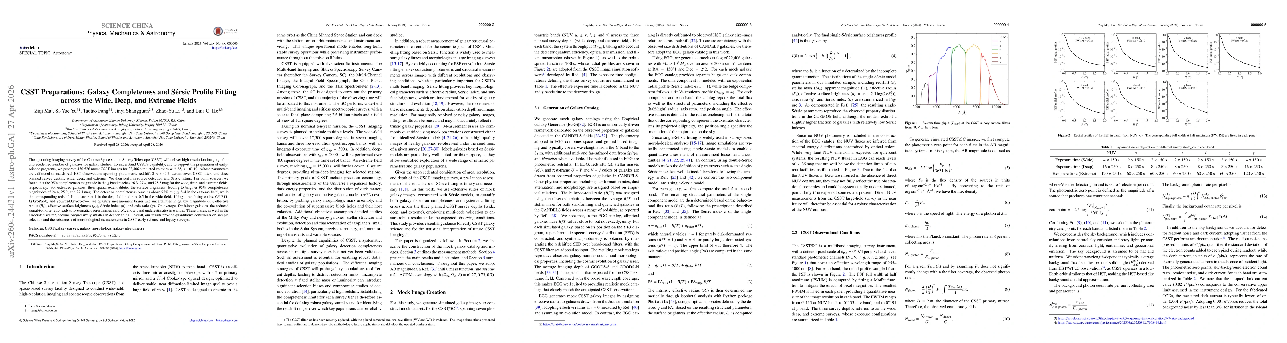 Thumbnail for CSST Preparations: Galaxy Completeness and Sérsic Profile Fitting across the Wide, Deep, and Extreme Fields