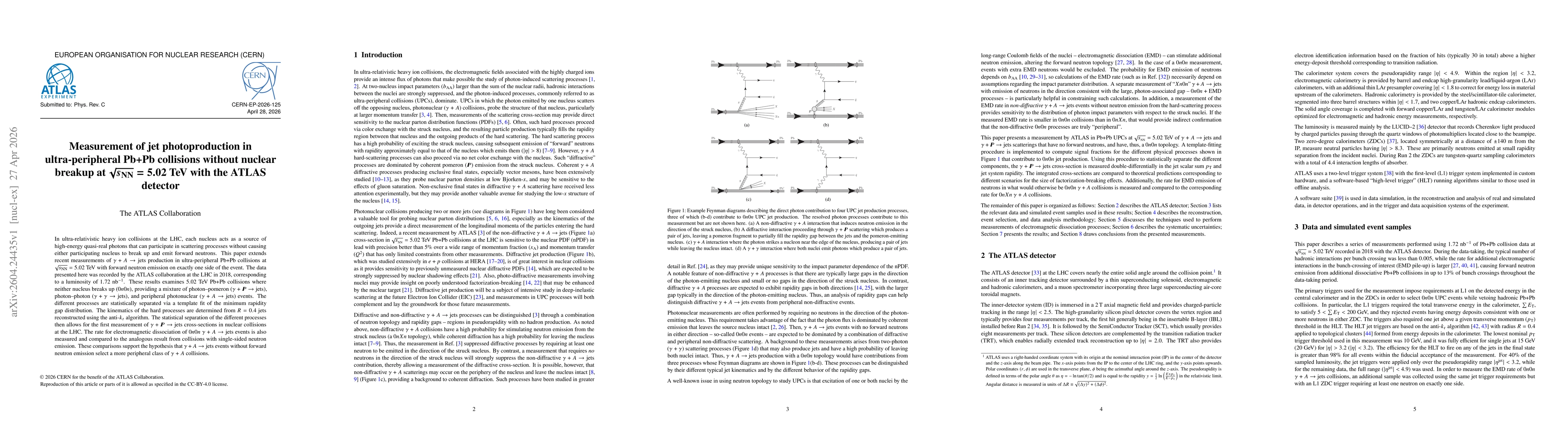Thumbnail for Measurement of jet photoproduction in ultra-peripheral Pb+Pb collisions without nuclear breakup at $\sqrt{s_\mathrm{NN}} = 5.02$ TeV with the ATLAS detector