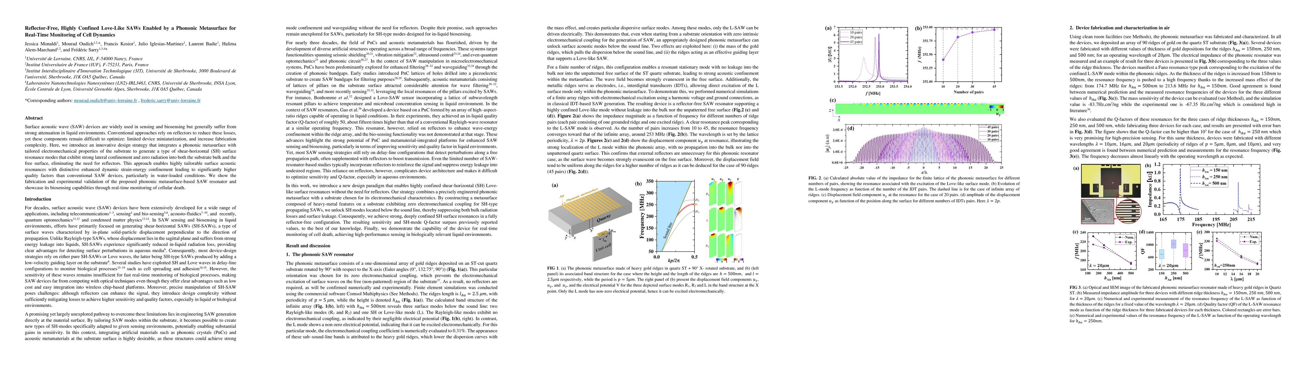 Thumbnail for Reflector-Free, Highly Confined Love-Like SAWs Enabled by a Phononic Metasurface for Real-Time Monitoring of Cell Dynamics