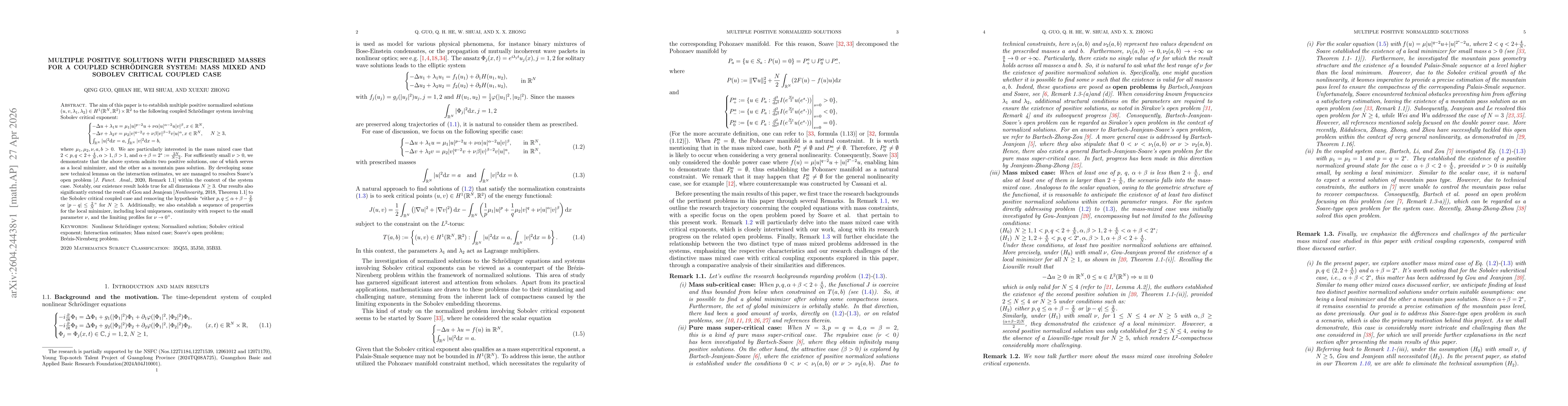 Thumbnail for Multiple positive solutions with prescribed masses for a coupled Schrödinger system: mass mixed and Sobolev critical coupled case