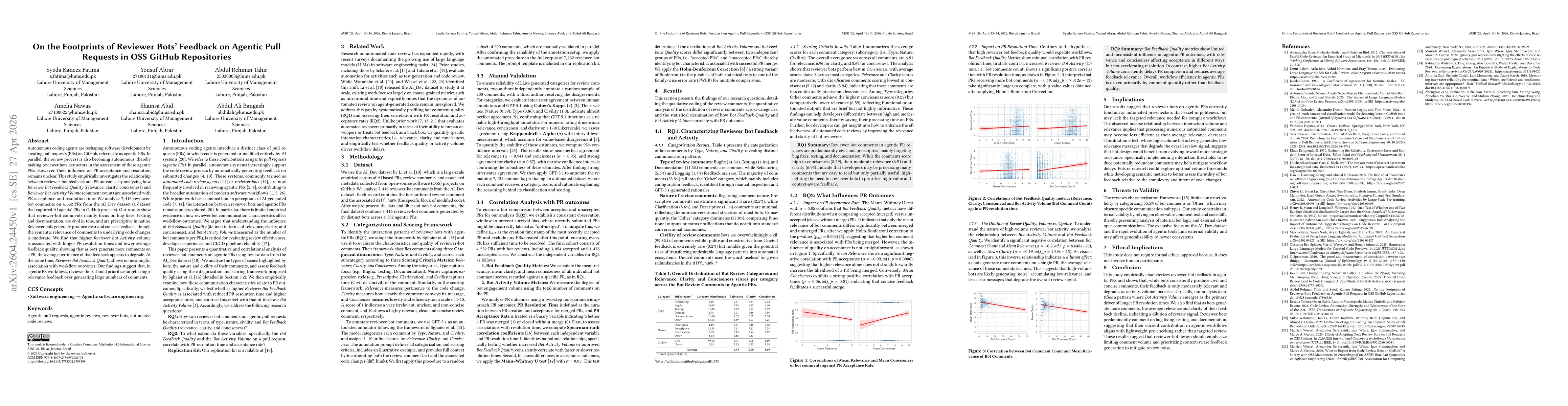 Thumbnail for On the Footprints of Reviewer Bots Feedback on Agentic Pull Requests in OSS GitHub Repositories