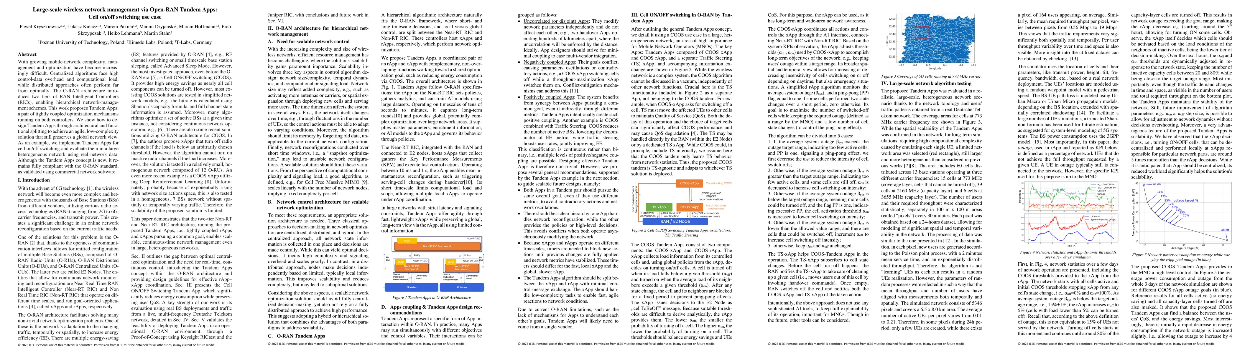 Thumbnail for Large-scale wireless network management via Open-RAN Tandem Apps: Cell on/off switching use case
